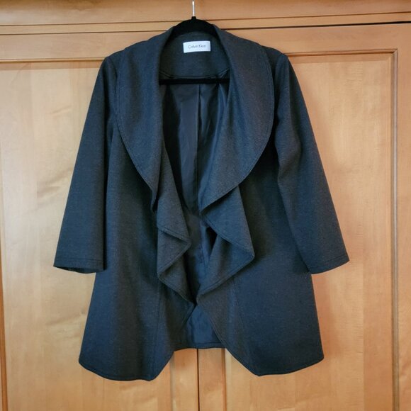 Calvin Klein Jackets & Blazers - Calvin Klein Draped Ruffle Open Front Blazer Jacket - 8